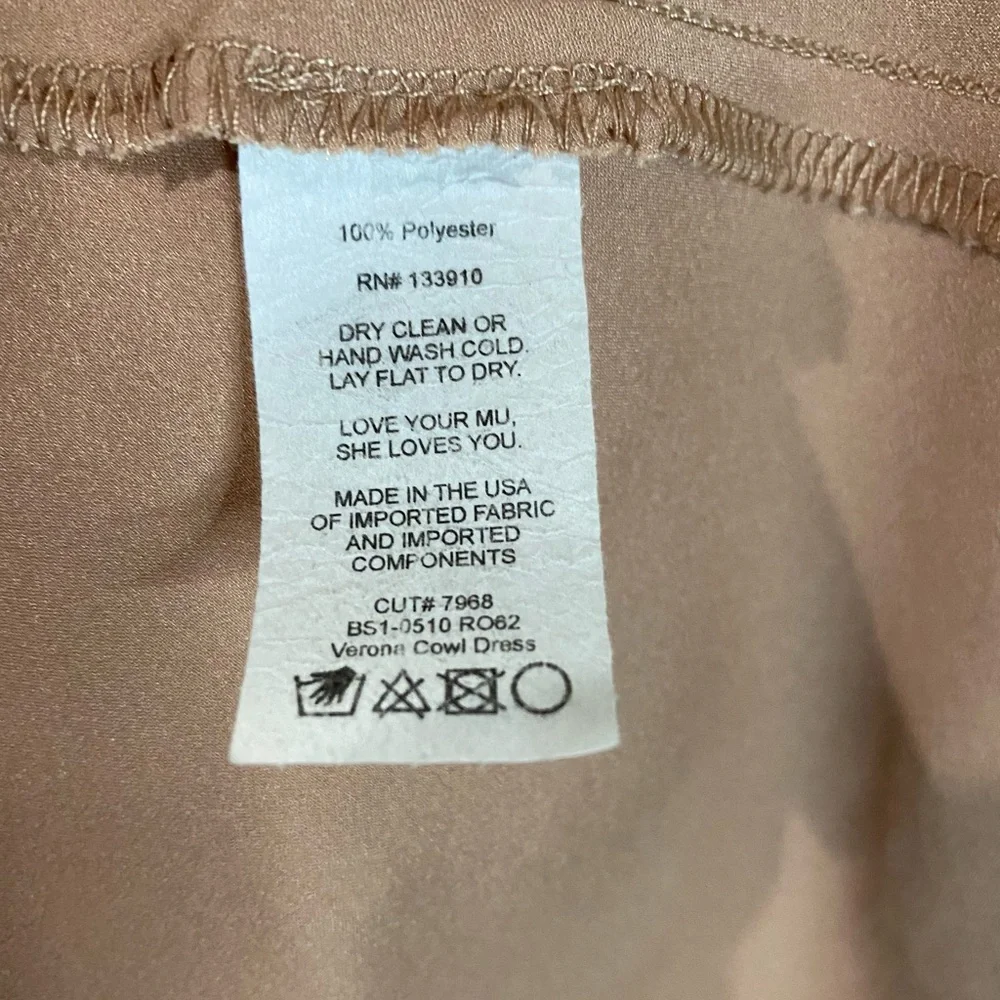 Show Me Your Mumu Verona Cowl Dress Rose Gold Luxe Satin Small NWOT SMYM - Picture 3 of 3
